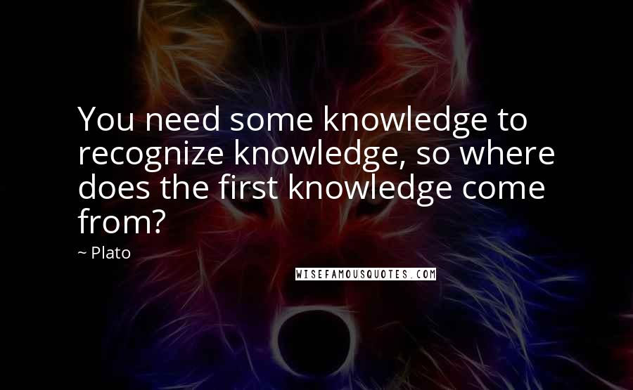 Plato Quotes: You need some knowledge to recognize knowledge, so where does the first knowledge come from?