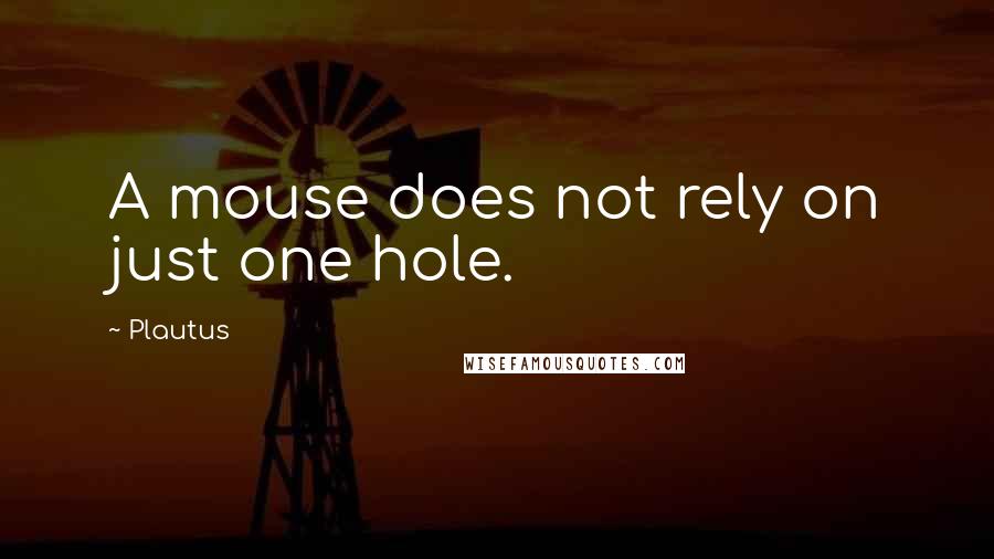 Plautus Quotes: A mouse does not rely on just one hole.