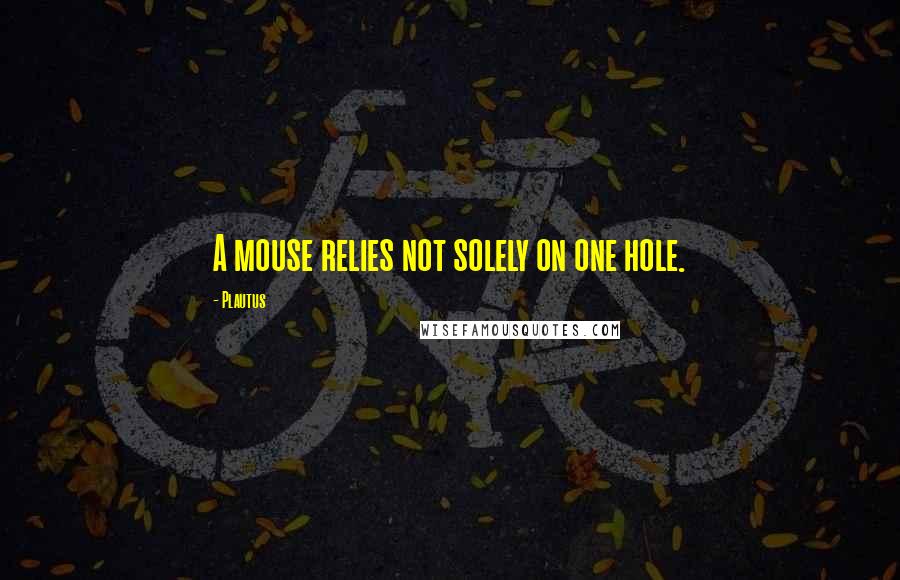 Plautus Quotes: A mouse relies not solely on one hole.