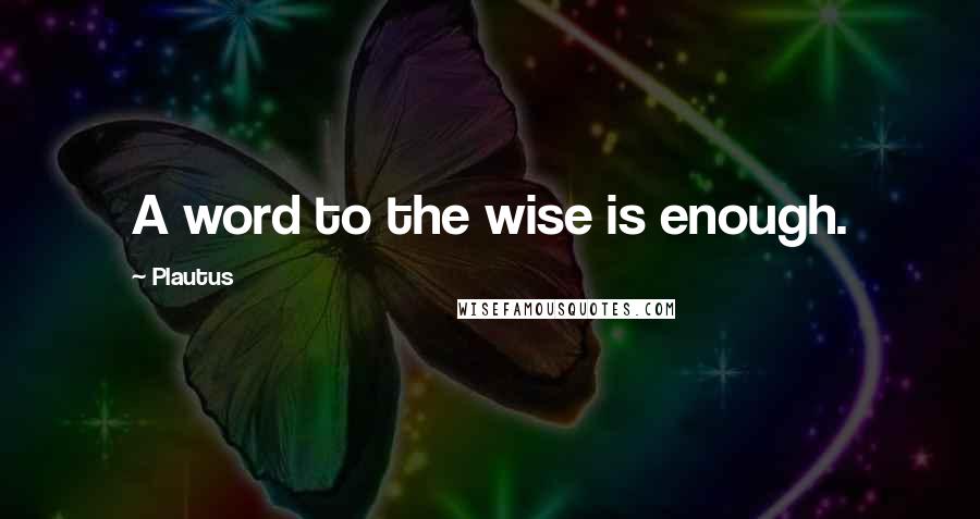 Plautus Quotes: A word to the wise is enough.