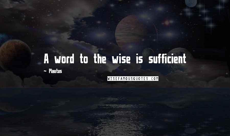 Plautus Quotes: A word to the wise is sufficient