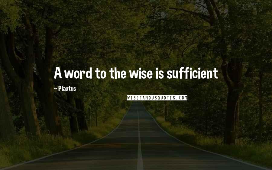 Plautus Quotes: A word to the wise is sufficient