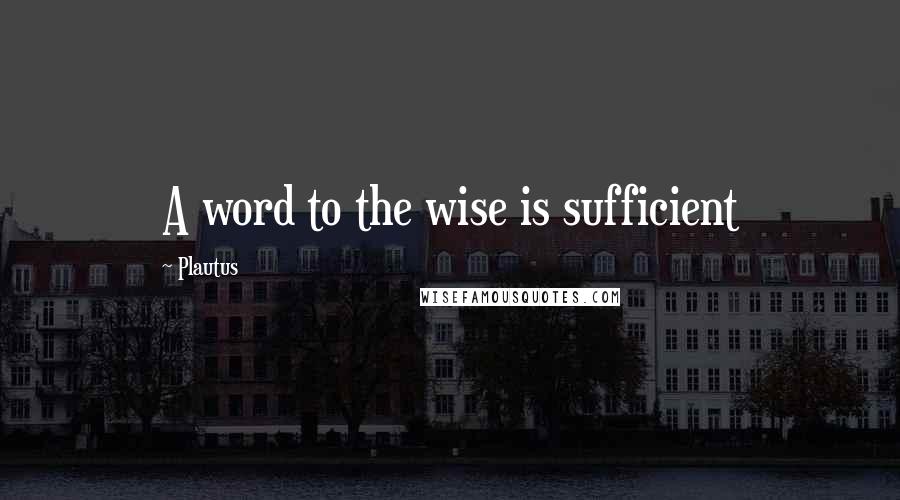 Plautus Quotes: A word to the wise is sufficient