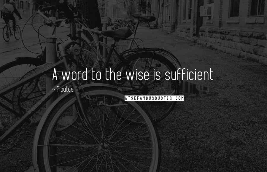 Plautus Quotes: A word to the wise is sufficient