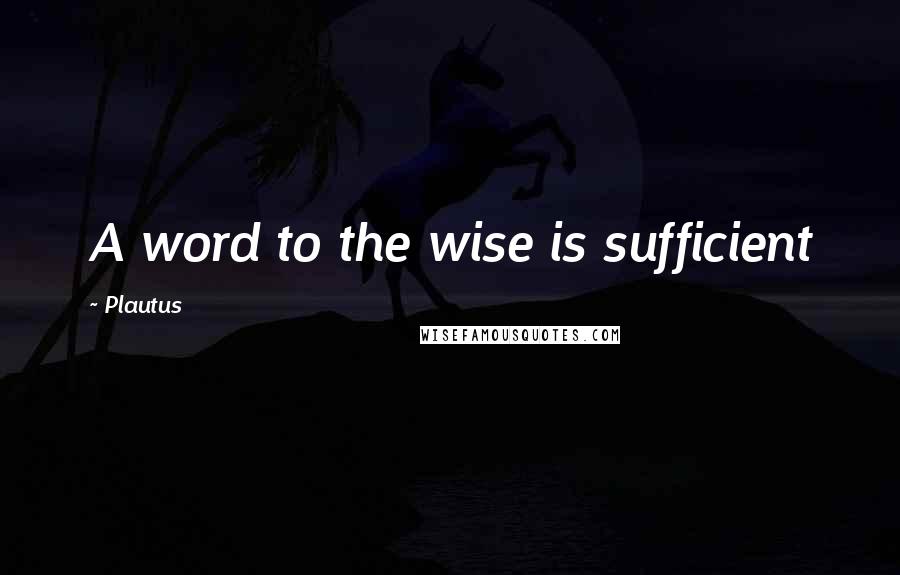 Plautus Quotes: A word to the wise is sufficient