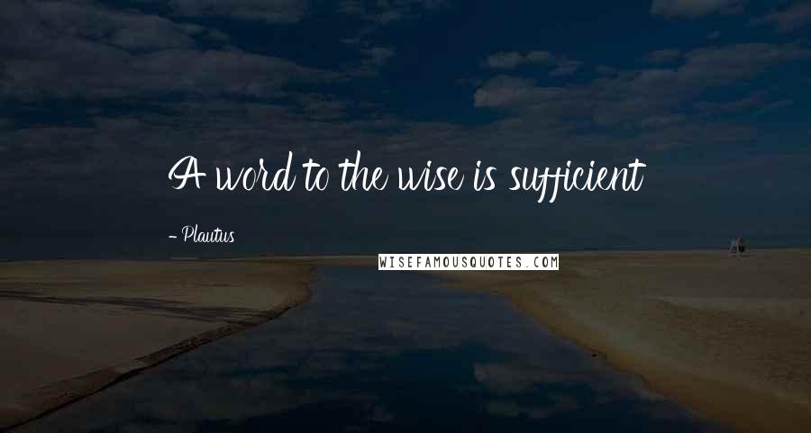 Plautus Quotes: A word to the wise is sufficient