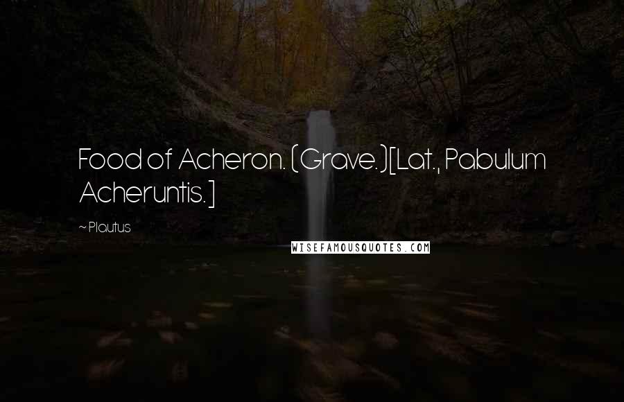 Plautus Quotes: Food of Acheron. (Grave.)[Lat., Pabulum Acheruntis.]