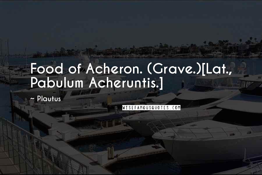 Plautus Quotes: Food of Acheron. (Grave.)[Lat., Pabulum Acheruntis.]