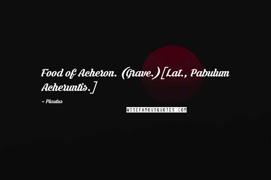 Plautus Quotes: Food of Acheron. (Grave.)[Lat., Pabulum Acheruntis.]