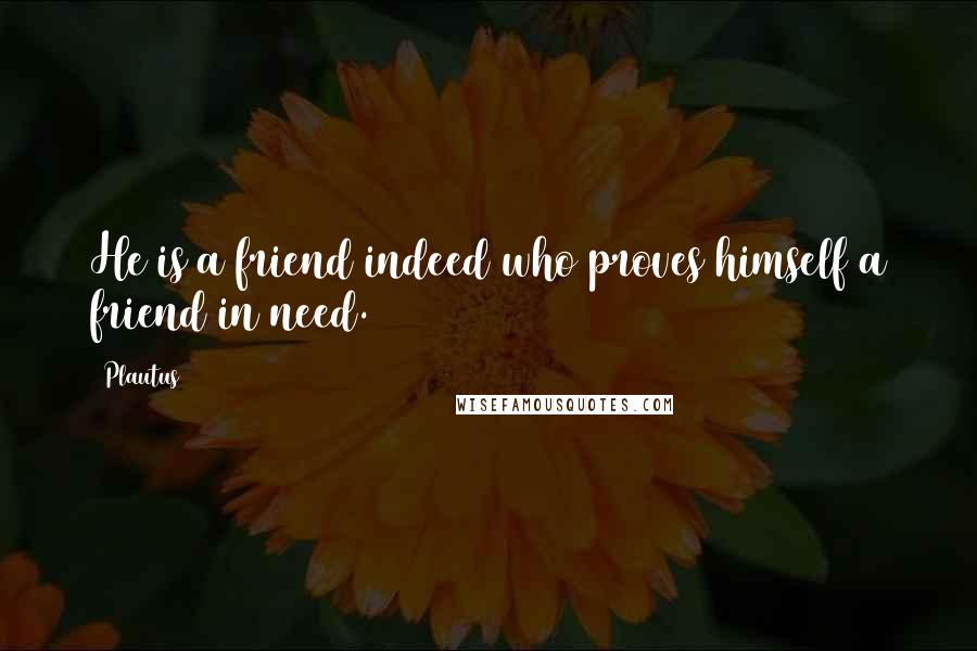 Plautus Quotes: He is a friend indeed who proves himself a friend in need.