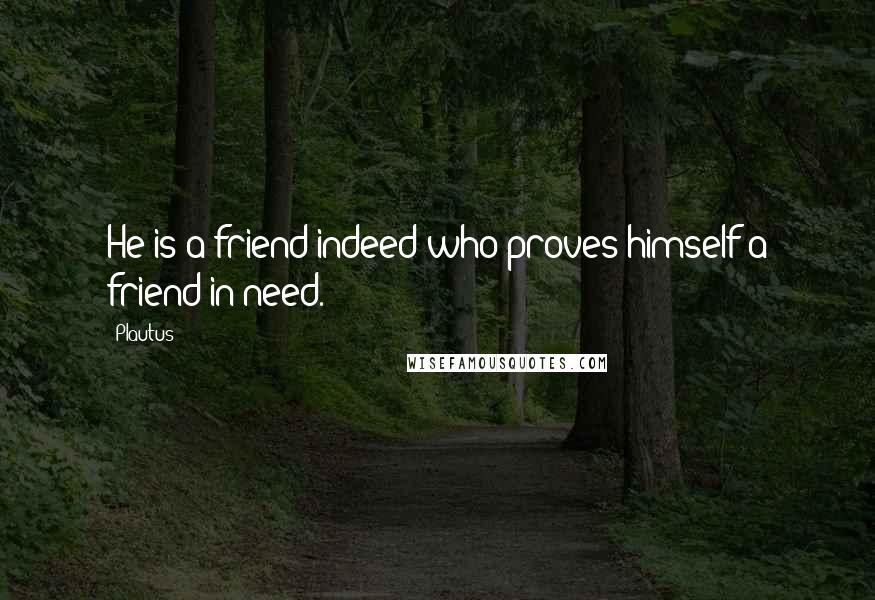 Plautus Quotes: He is a friend indeed who proves himself a friend in need.