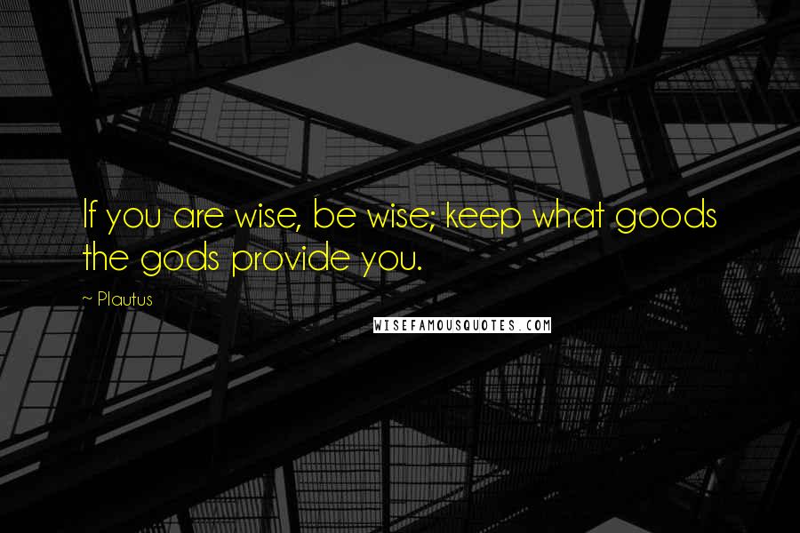 Plautus Quotes: If you are wise, be wise; keep what goods the gods provide you.