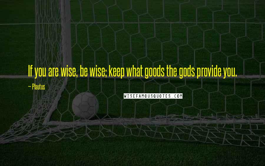 Plautus Quotes: If you are wise, be wise; keep what goods the gods provide you.