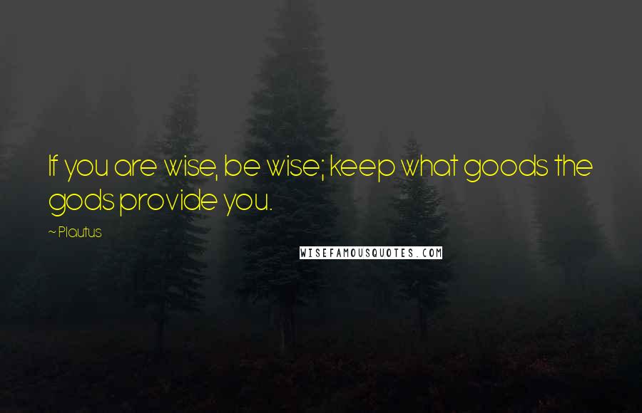 Plautus Quotes: If you are wise, be wise; keep what goods the gods provide you.