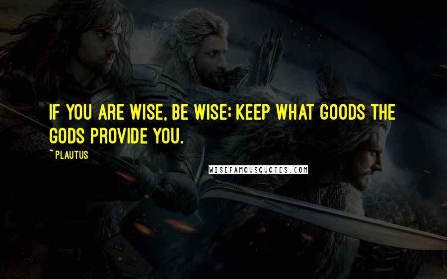 Plautus Quotes: If you are wise, be wise; keep what goods the gods provide you.