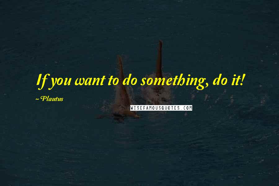 Plautus Quotes: If you want to do something, do it!