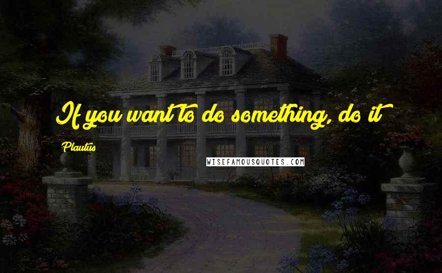 Plautus Quotes: If you want to do something, do it!