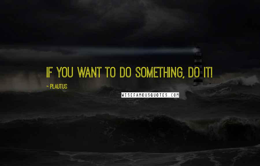 Plautus Quotes: If you want to do something, do it!