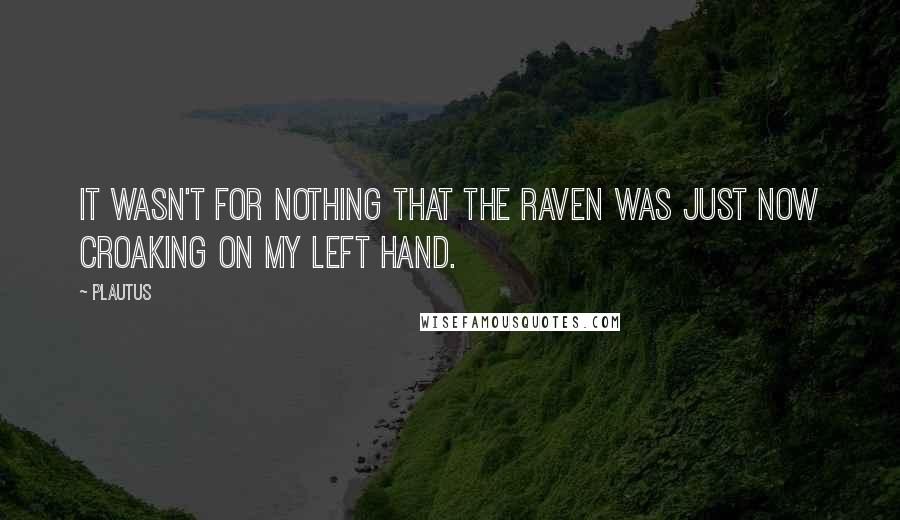 Plautus Quotes: It wasn't for nothing that the raven was just now croaking on my left hand.