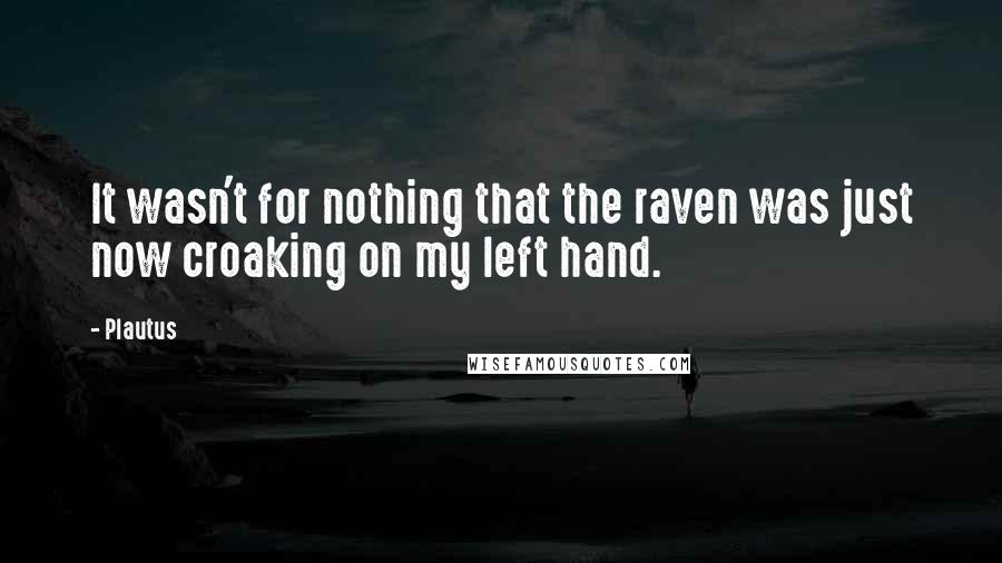 Plautus Quotes: It wasn't for nothing that the raven was just now croaking on my left hand.