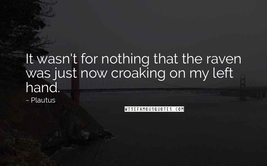 Plautus Quotes: It wasn't for nothing that the raven was just now croaking on my left hand.