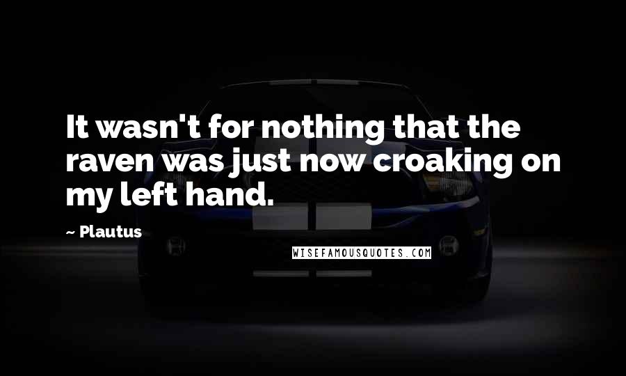 Plautus Quotes: It wasn't for nothing that the raven was just now croaking on my left hand.