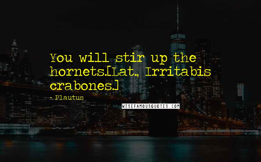 Plautus Quotes: You will stir up the hornets.[Lat., Irritabis crabones.]