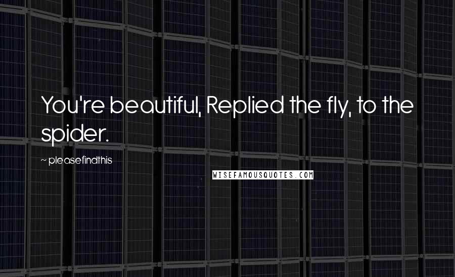 Pleasefindthis Quotes: You're beautiful, Replied the fly, to the spider.