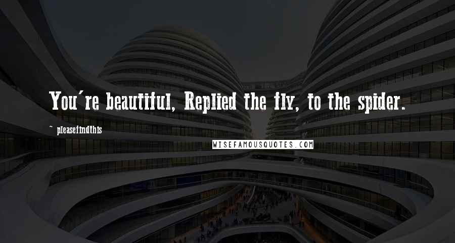 Pleasefindthis Quotes: You're beautiful, Replied the fly, to the spider.