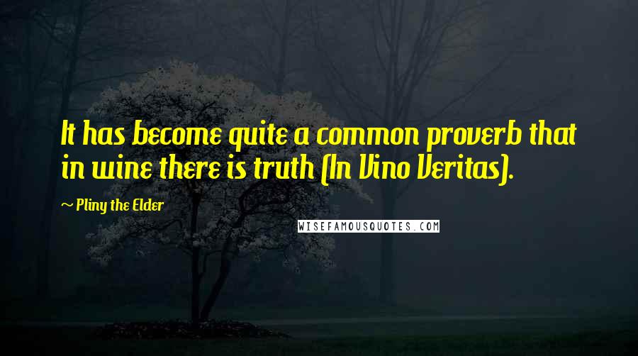 Pliny The Elder Quotes: It has become quite a common proverb that in wine there is truth (In Vino Veritas).