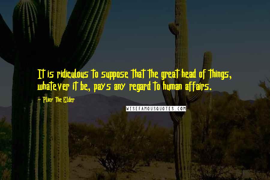 Pliny The Elder Quotes: It is ridiculous to suppose that the great head of things, whatever it be, pays any regard to human affairs.