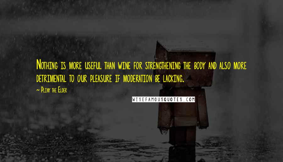 Pliny The Elder Quotes: Nothing is more useful than wine for strengthening the body and also more detrimental to our pleasure if moderation be lacking.