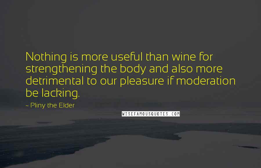 Pliny The Elder Quotes: Nothing is more useful than wine for strengthening the body and also more detrimental to our pleasure if moderation be lacking.