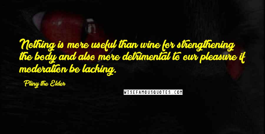 Pliny The Elder Quotes: Nothing is more useful than wine for strengthening the body and also more detrimental to our pleasure if moderation be lacking.