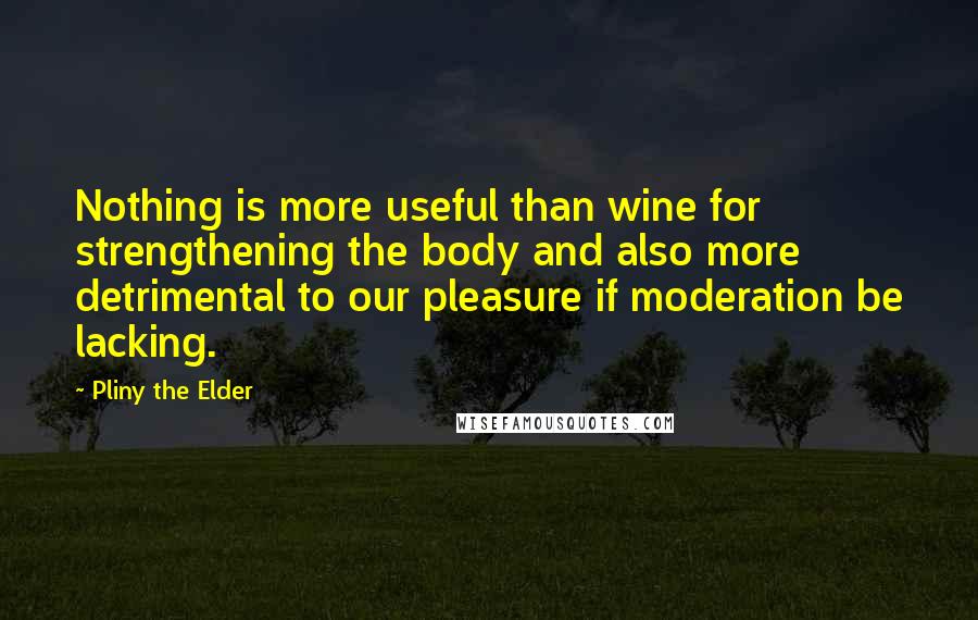 Pliny The Elder Quotes: Nothing is more useful than wine for strengthening the body and also more detrimental to our pleasure if moderation be lacking.