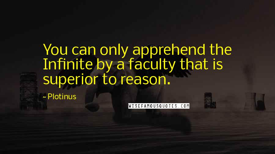 Plotinus Quotes: You can only apprehend the Infinite by a faculty that is superior to reason.
