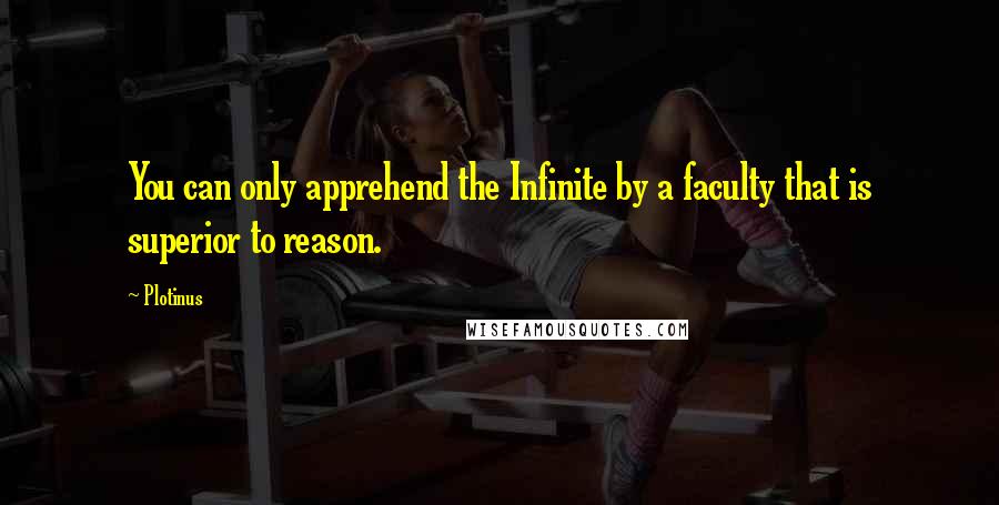 Plotinus Quotes: You can only apprehend the Infinite by a faculty that is superior to reason.