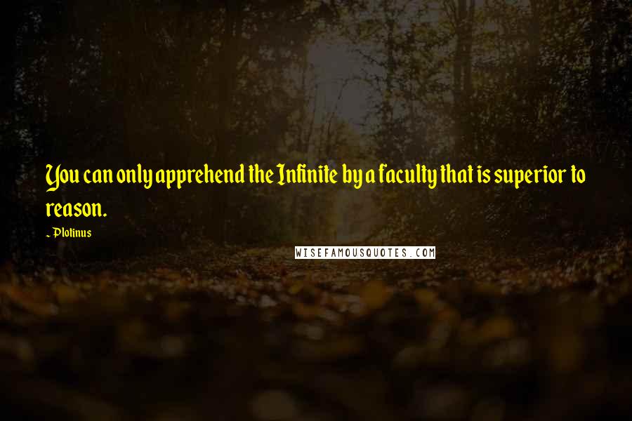 Plotinus Quotes: You can only apprehend the Infinite by a faculty that is superior to reason.