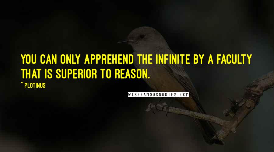 Plotinus Quotes: You can only apprehend the Infinite by a faculty that is superior to reason.