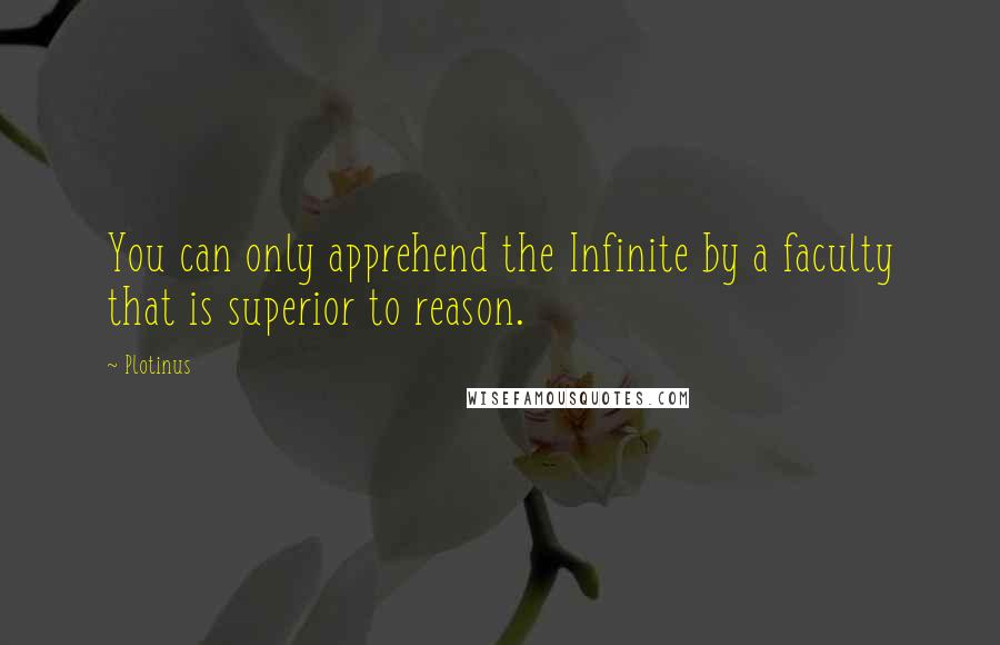 Plotinus Quotes: You can only apprehend the Infinite by a faculty that is superior to reason.