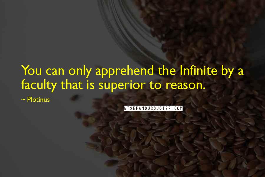 Plotinus Quotes: You can only apprehend the Infinite by a faculty that is superior to reason.
