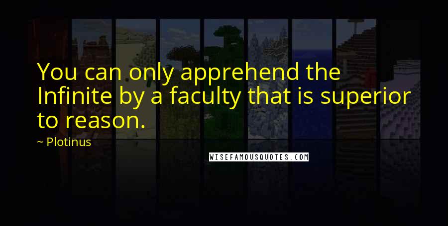 Plotinus Quotes: You can only apprehend the Infinite by a faculty that is superior to reason.