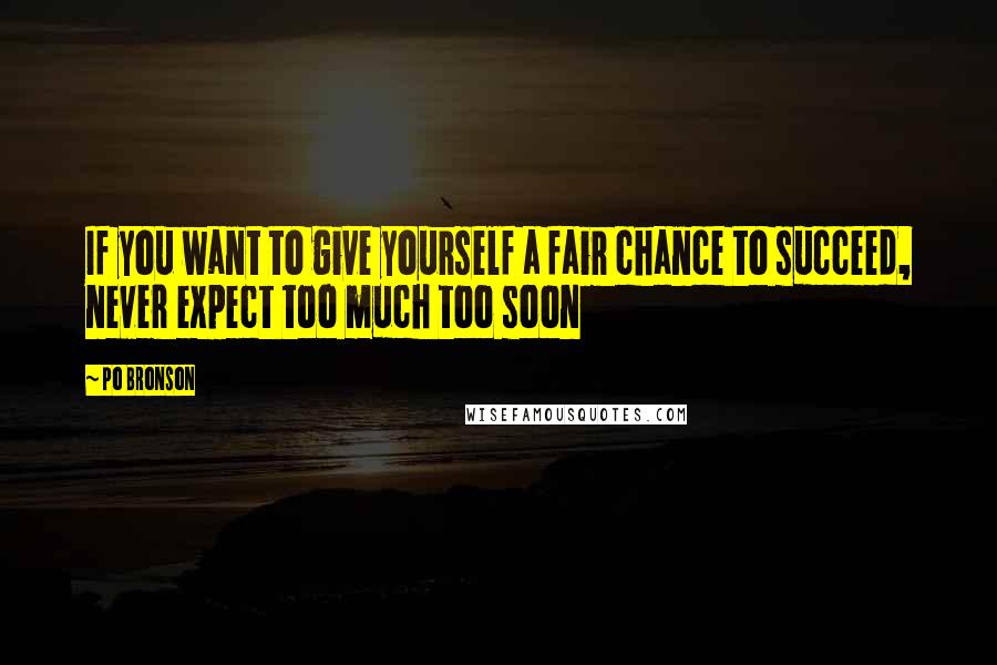 Po Bronson Quotes: If you want to give yourself a fair chance to succeed, never expect too much too soon