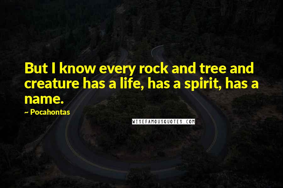 Pocahontas Quotes: But I know every rock and tree and creature has a life, has a spirit, has a name.