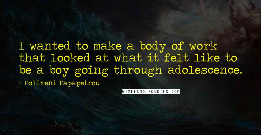 Polixeni Papapetrou Quotes: I wanted to make a body of work that looked at what it felt like to be a boy going through adolescence.