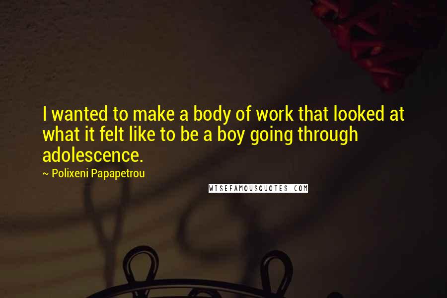 Polixeni Papapetrou Quotes: I wanted to make a body of work that looked at what it felt like to be a boy going through adolescence.