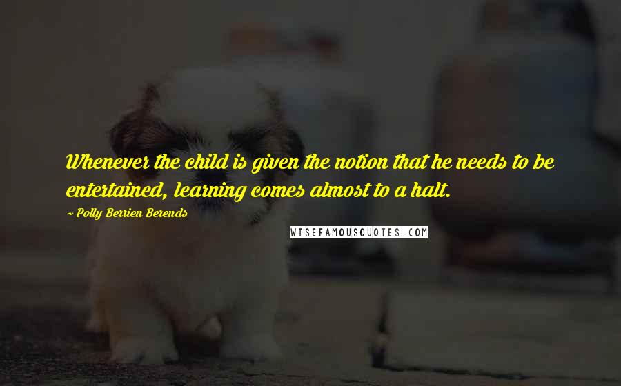 Polly Berrien Berends Quotes: Whenever the child is given the notion that he needs to be entertained, learning comes almost to a halt.