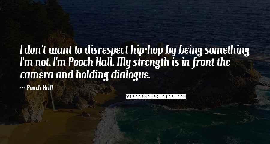 Pooch Hall Quotes: I don't want to disrespect hip-hop by being something I'm not. I'm Pooch Hall. My strength is in front the camera and holding dialogue.