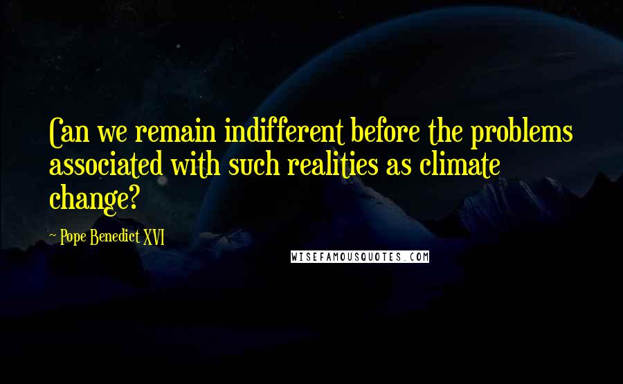 Pope Benedict XVI Quotes: Can we remain indifferent before the problems associated with such realities as climate change?