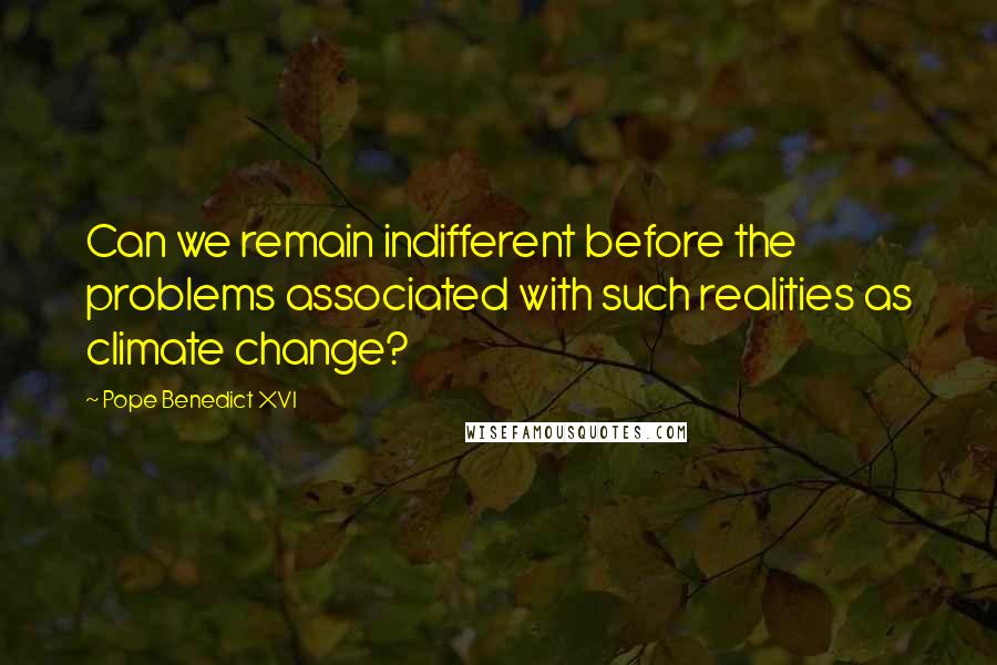 Pope Benedict XVI Quotes: Can we remain indifferent before the problems associated with such realities as climate change?